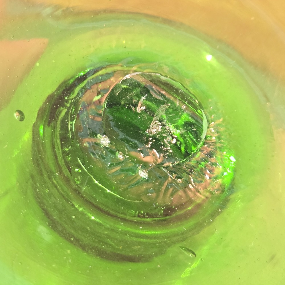 Vintage Green Crackle Glass Decanter Vase MCM Pedestal Blown Glass 11" Retro - Picture 7 of 8